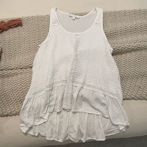 Anthropologie cotton white textured tank top